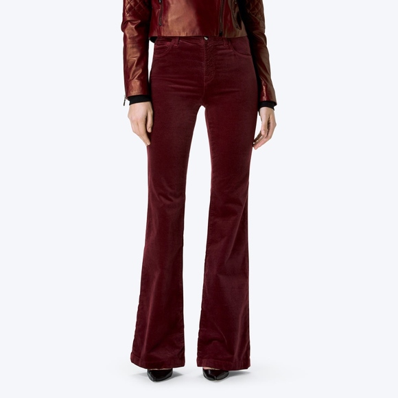 J BRAND Maria Velvet High-Rise Flare Oxblood 27 - Picture 1 of 6